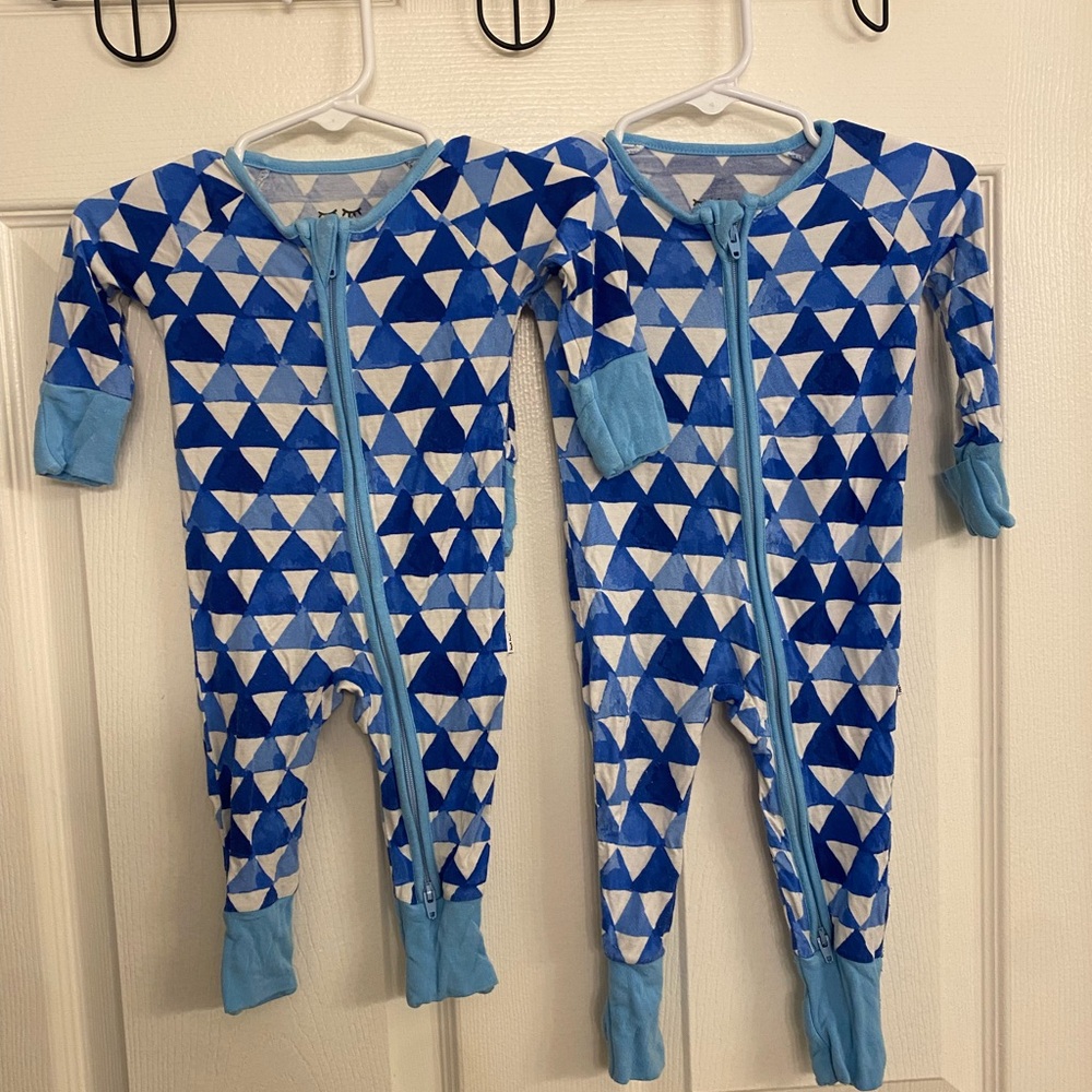 Little Sleepies Blue Geometric Footies One Piece